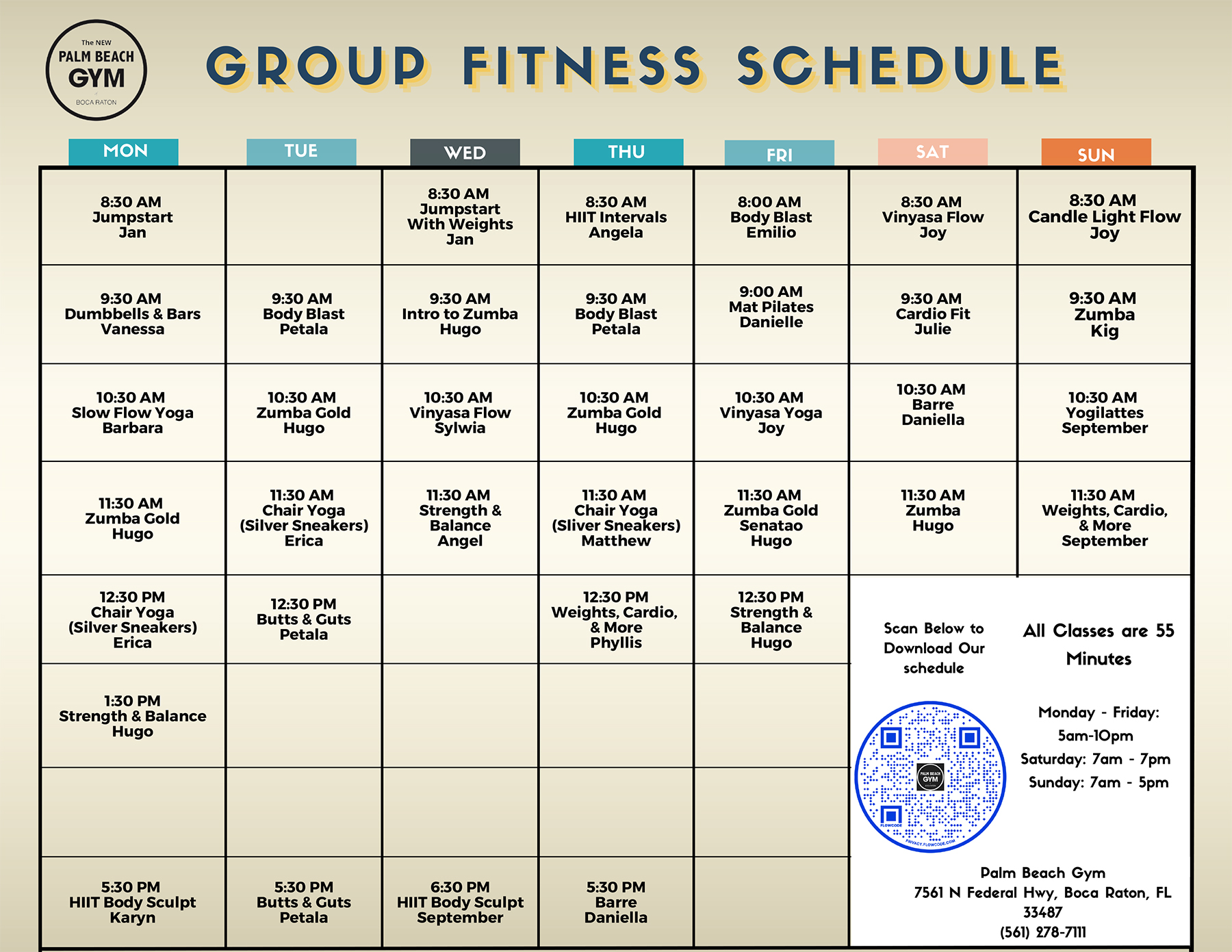 Palm Beach Gym and Boca Raton Fitness Center - Group Exercise Class Schedule - Fall 2023